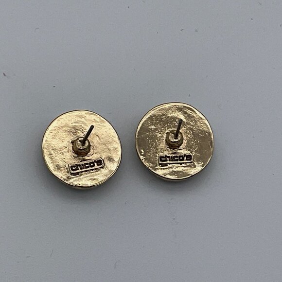 Chicos 5 in 10K Gold Plated & Turquoise Seed Bead Pierced Post Earrings - Picture 2 of 4